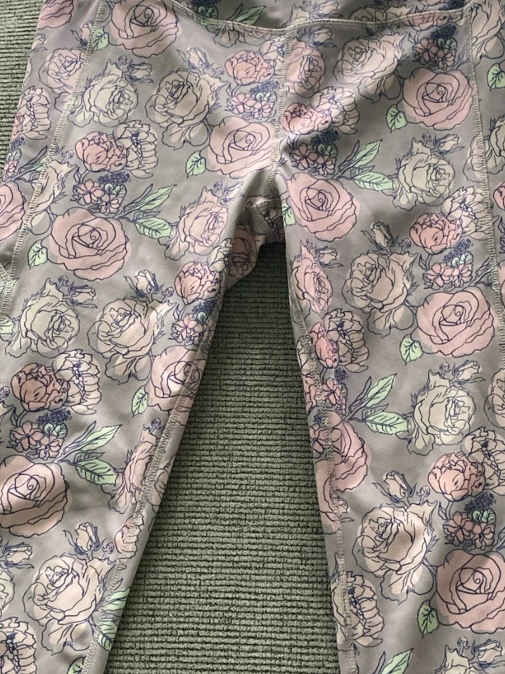 Floral Print Leggings - Pink and Gray